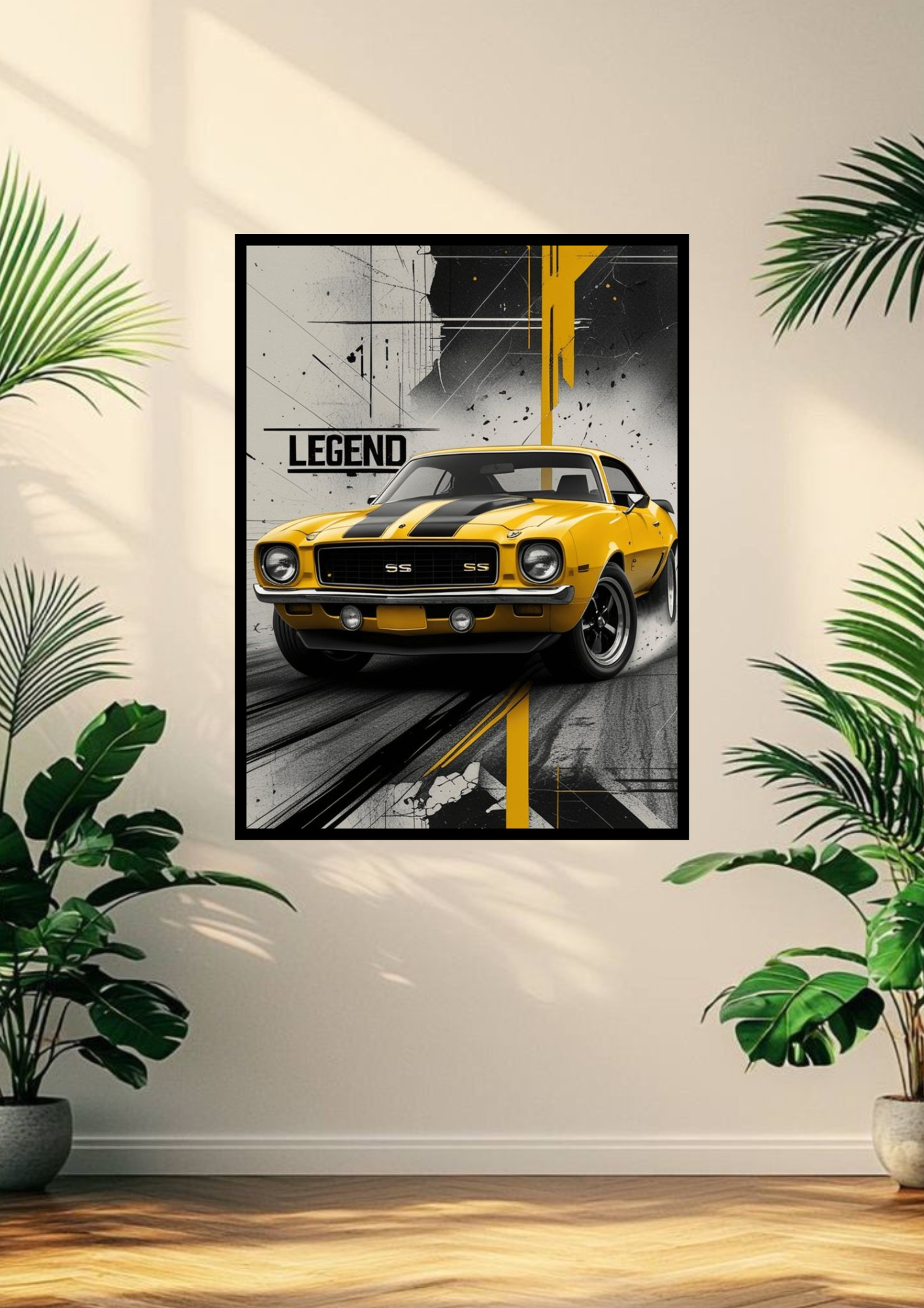 Classic Ford Mustang poster with frame