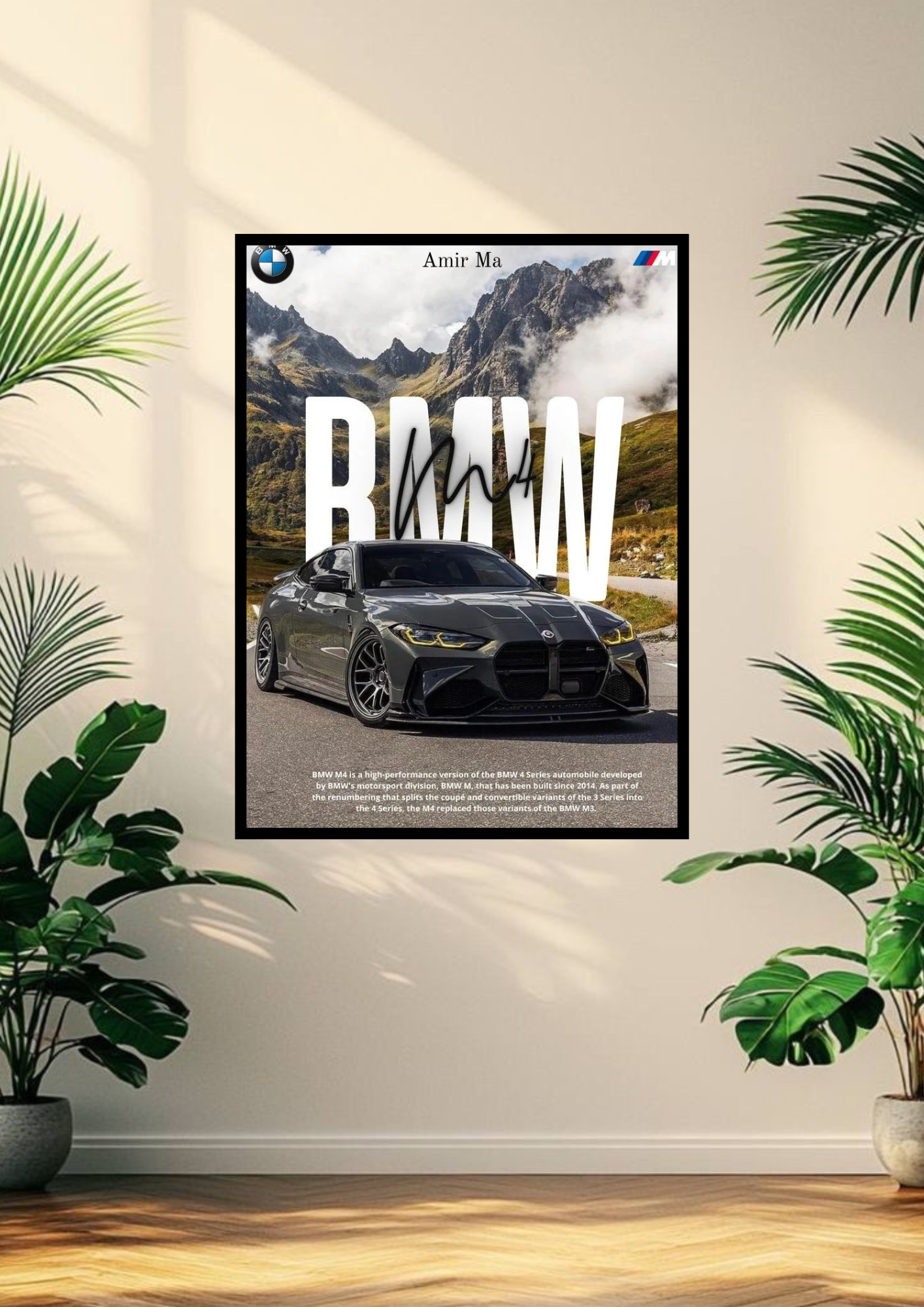 BMW M4 poster with frame