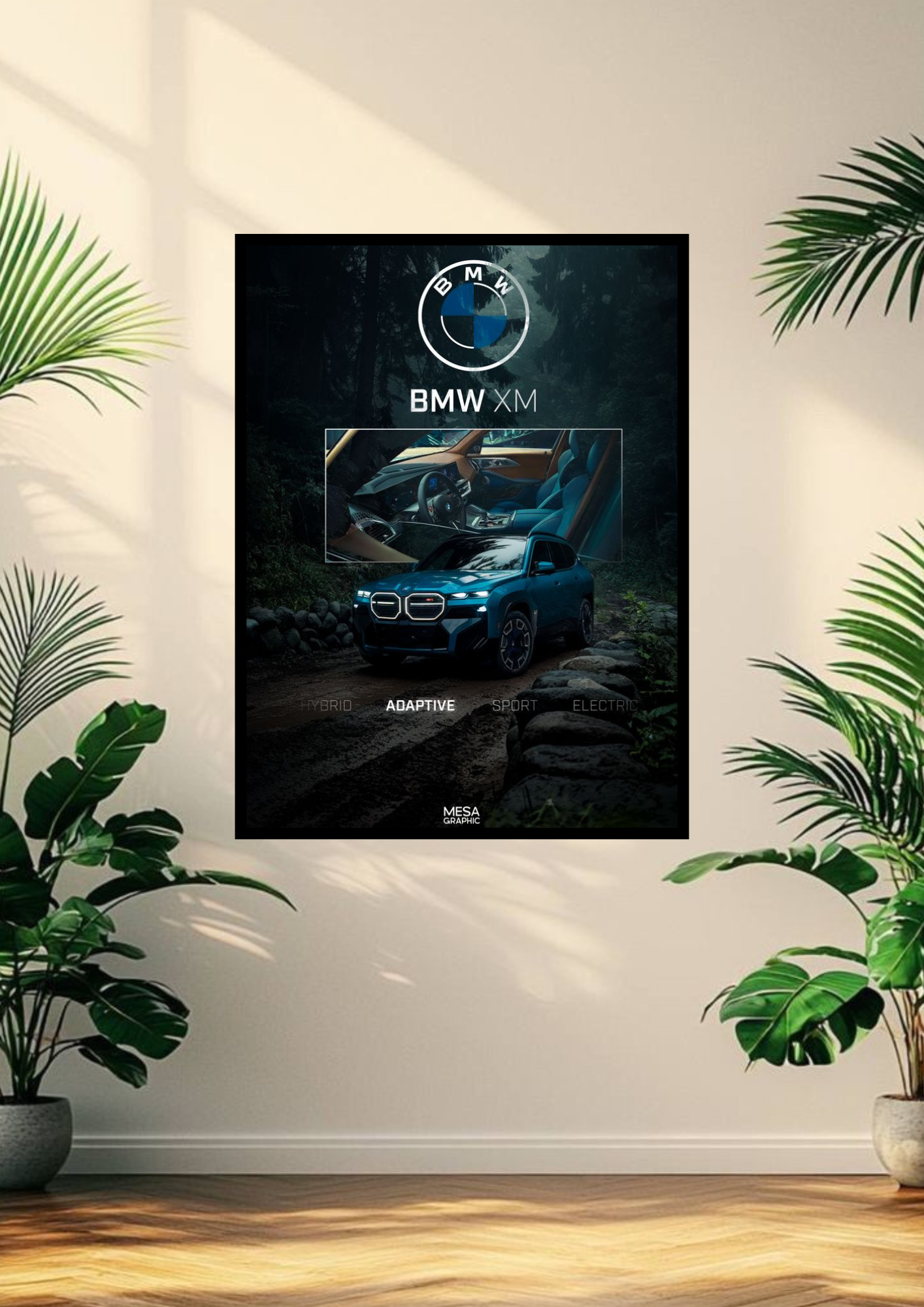 BMW XM poster with frame