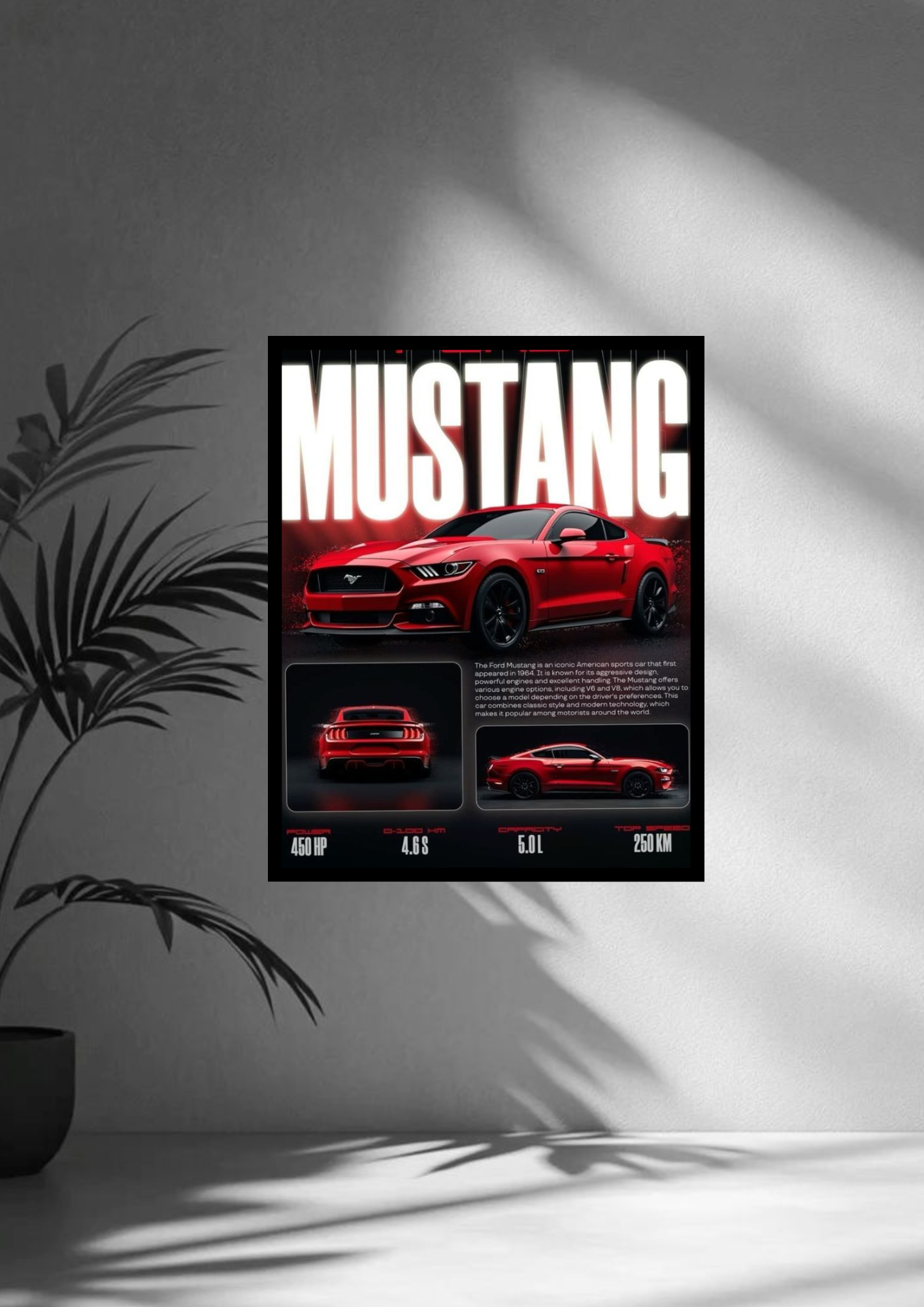 Ford Mustang poster with frame
