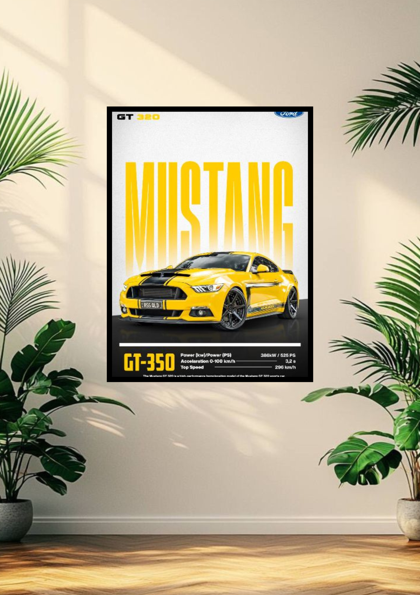 Ford Mustang Shelby GT350 poster with frame