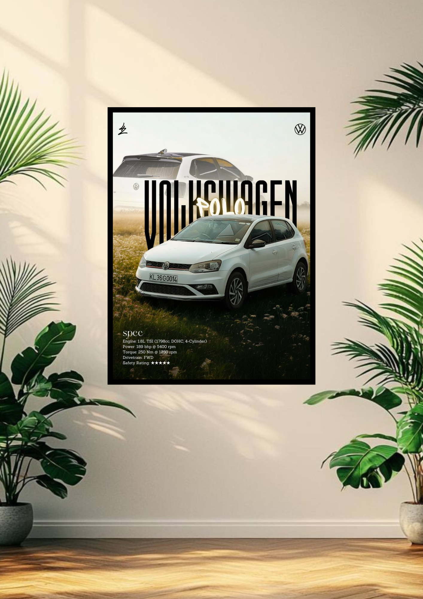 Volkswagen Polo poster with frame
