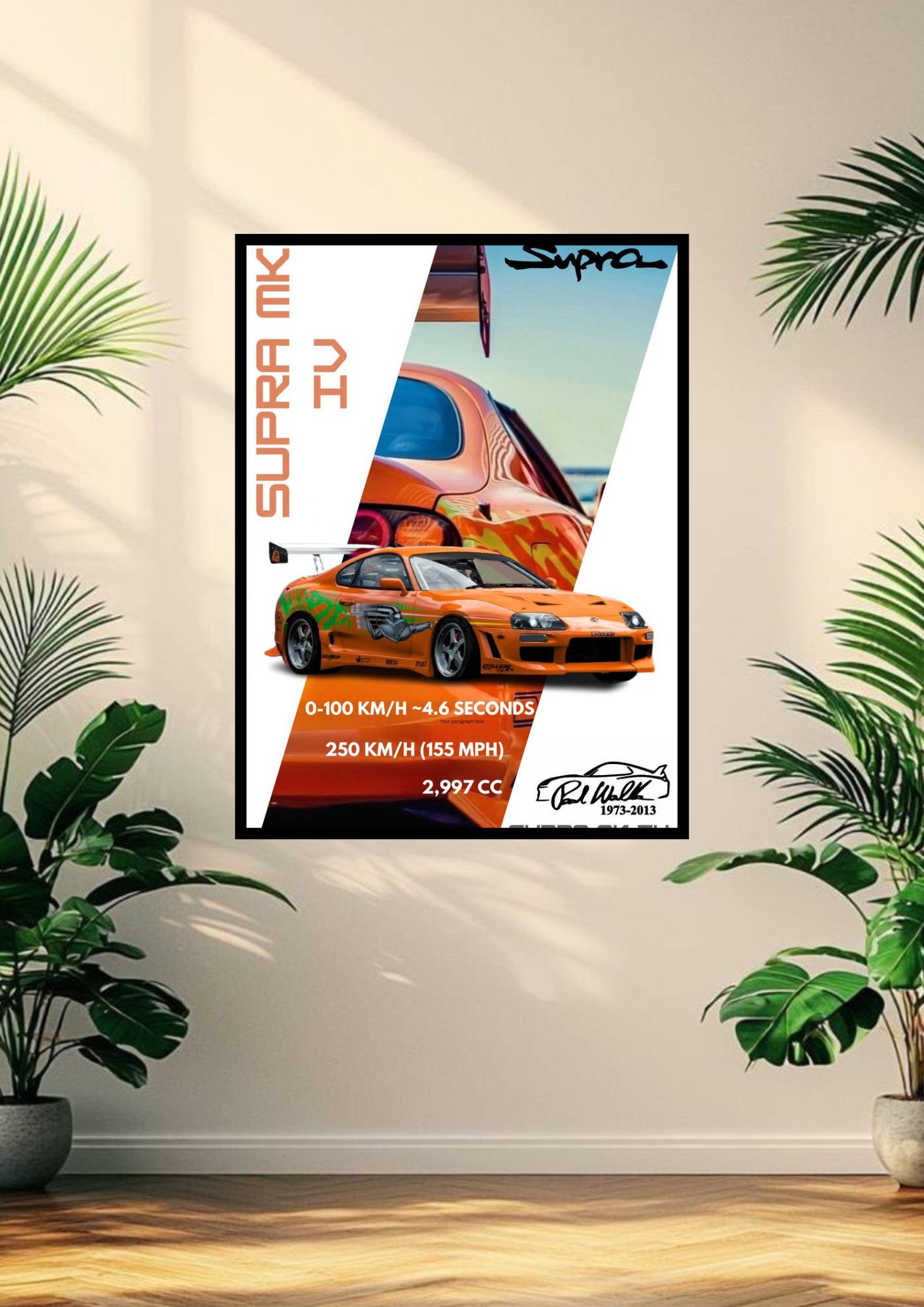 Toyota Supra MK4 poster with frame