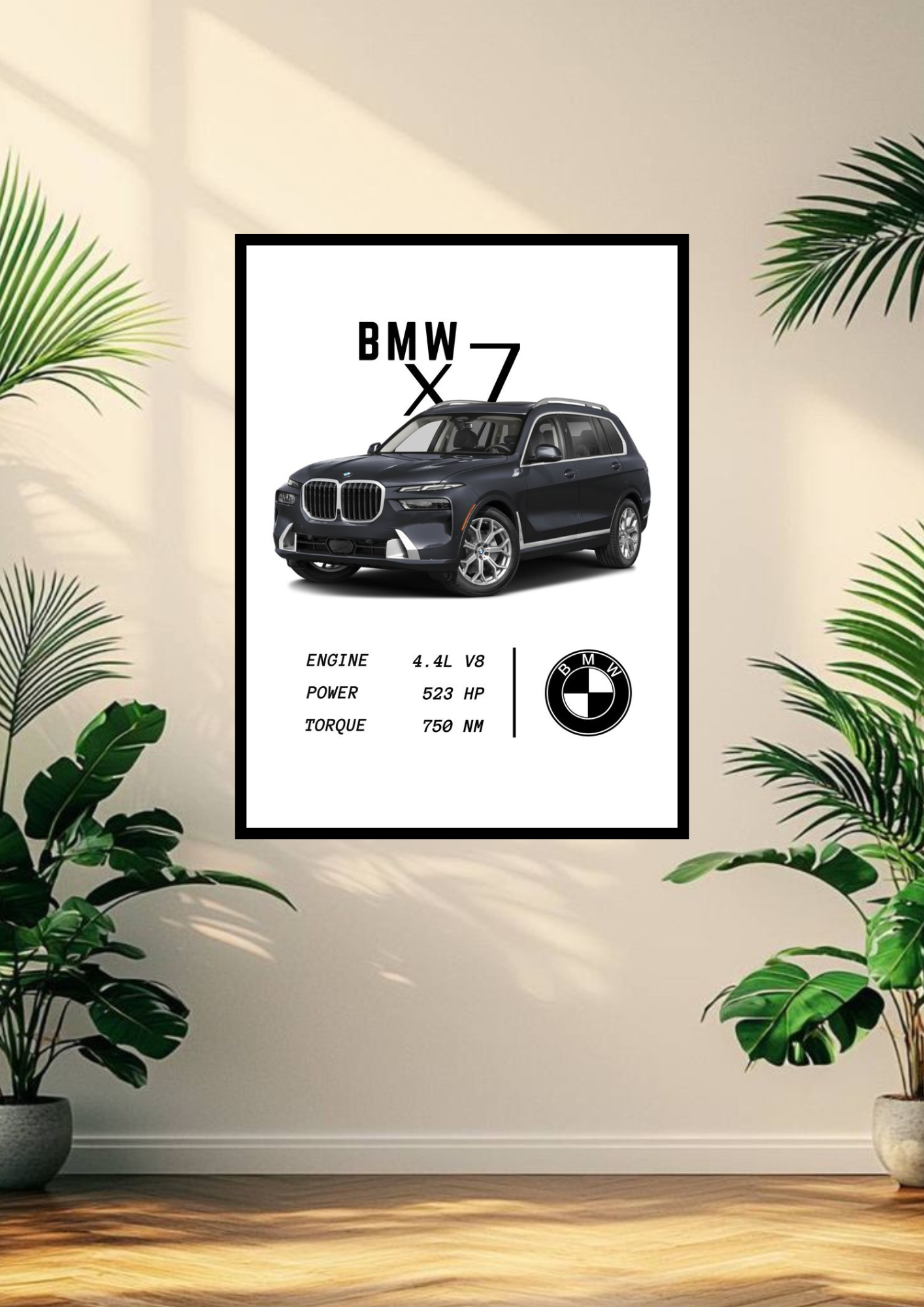 BMW X7 poster with frame