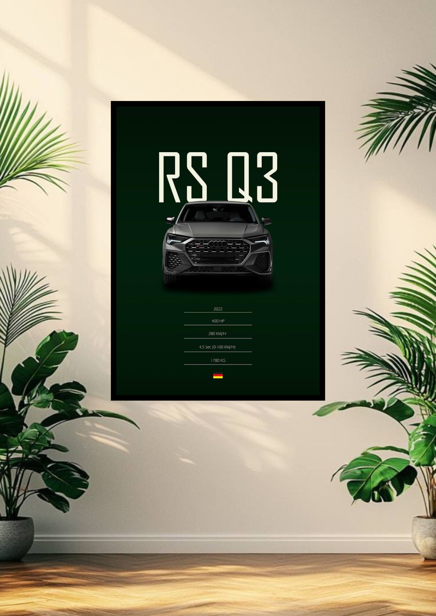 Audi Q3 car poster with frame